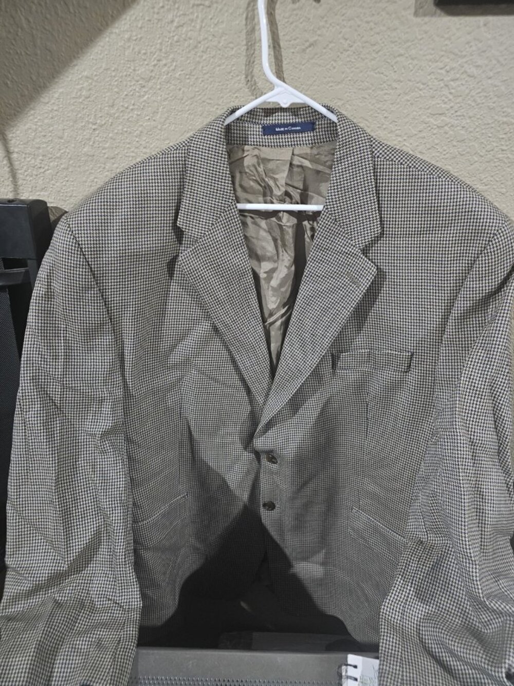 Chaps Ralph Lauren Tan Herringbone Wool Blazer Jacket Men's Size 50R Vintage - Picture 1 of 6